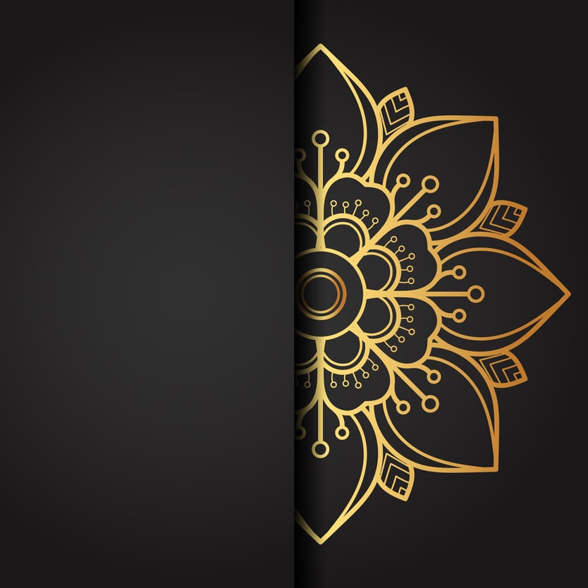 Gold Mandala in Black Background