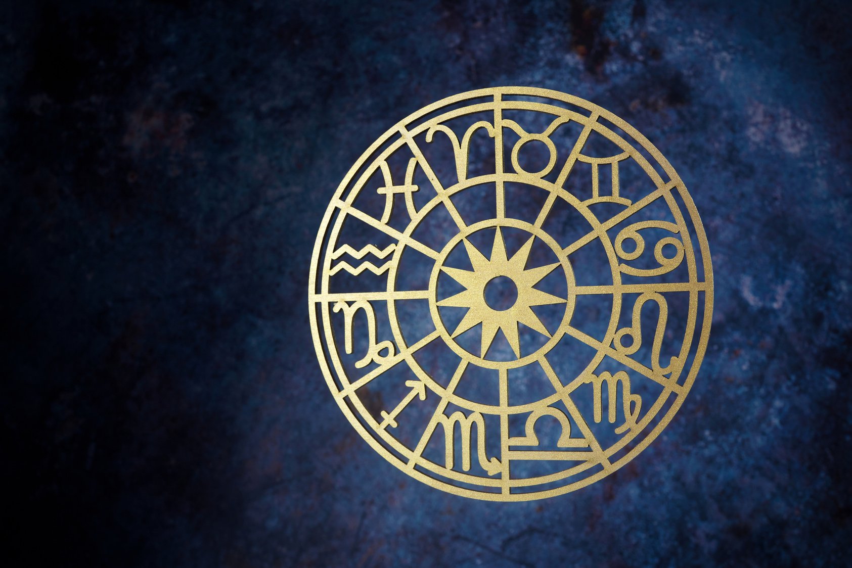 Zodiac signs horoscope circle on dark background. Astrology background.